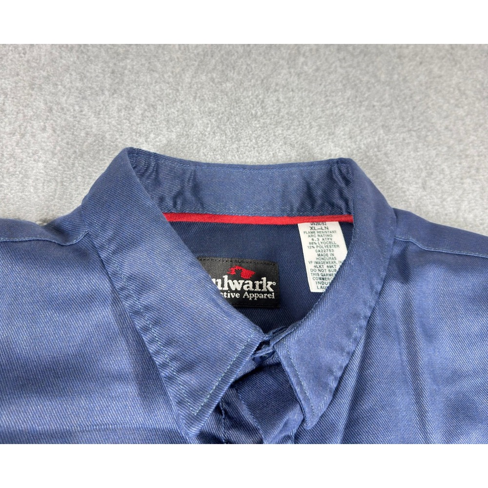 Bulwark FR iQ Series Flame Resistant Work Shirt Mens XL Blue Long Sleeve Button - Picture 2 of 7